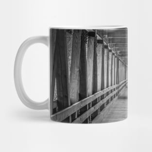 Riverwalk Covered Bridge New Hampshire Black and White Mug